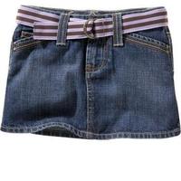 Belted denim mini skirt