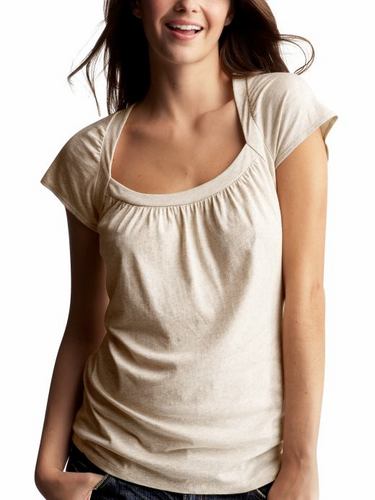 Square neck flutter-sleeve top