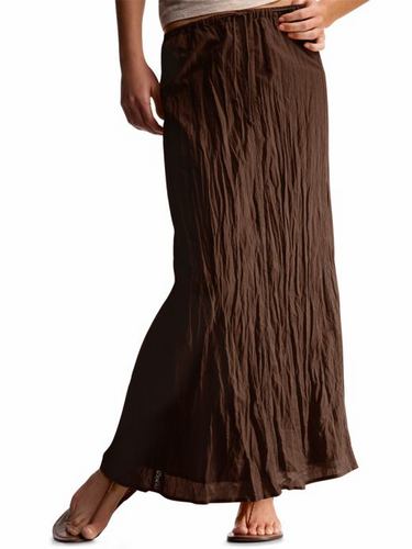 Long drawstring-tie skirt