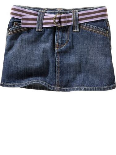 Belted denim mini skirt